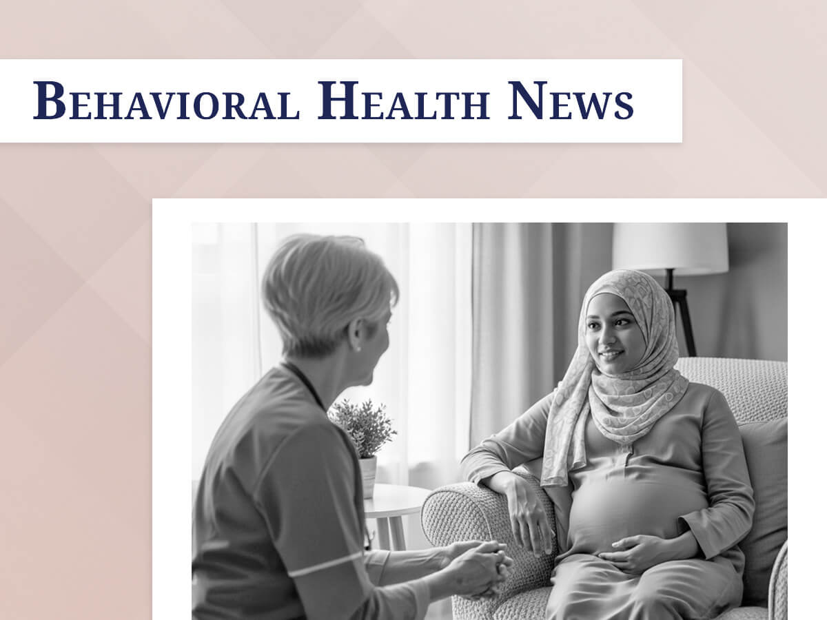 The BHN letterhead and the article's key visual - an expectant mother talking in a therapeutic setting