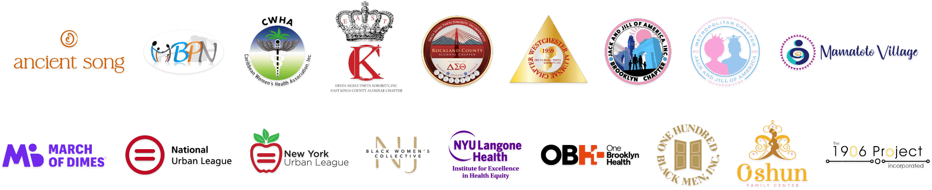 Grid of logos for organizationas listed below